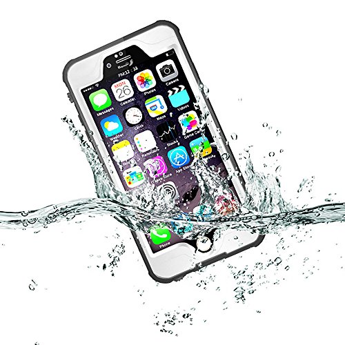 iPhone 6S/iPhone 6s Plus 防水ケース PopSky™ 全4色 ゴム製の防水、防塵、衝撃防止ケース (iPhone 6S Plus, ホワイト)