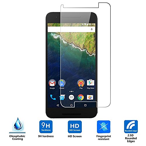 Huawei Nexus 6P 液晶保護フィルム 採用0.26mm  0.25D 硬度9H ラウンドエッジ加工 防指紋、撥油性 耐衝撃 (Huawei Nexus 6P, 強化ガラスフィルム)