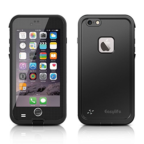 Easylife iPhone6 Plus ケース アイフォン6 plusケース 防水カバー 手帳型 耐衝撃 耐震 (iphone6 plus, ブラック)