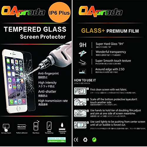 OAproda 日本製素材 旭硝子製（AGC）のガラスを採用する iPhone 6s plus iPhone 6 plus 用強化ガラス保護フィルム ( 5.5インチ ) (0.3mm，硬度9H ) 3D Touch対応 2.5D ラウンドエッジ加工 気泡レス 耐指紋 撥油性 99%高透過率 耐衝撃 飛散防止処理 C-Glass