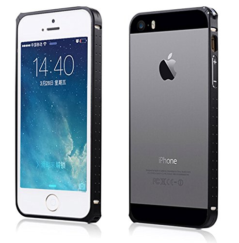 【ShineZone】全4色 オリジナルiPhone SE/iPhone 5SE 専用ケース アルミバンパー 保護力 個性 軽量 高品質バンパー カバー 取付け簡単（ブラック）