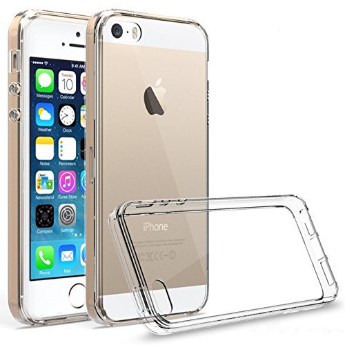 iPhone SE ケース 【KuGi】 TPU ソフト + アクリル樹脂 素材 iPhone SE 背面カバー 軽量 薄型 透明 本体の傷つきガード　保護カバー　スマートフォンケース ( クリア )