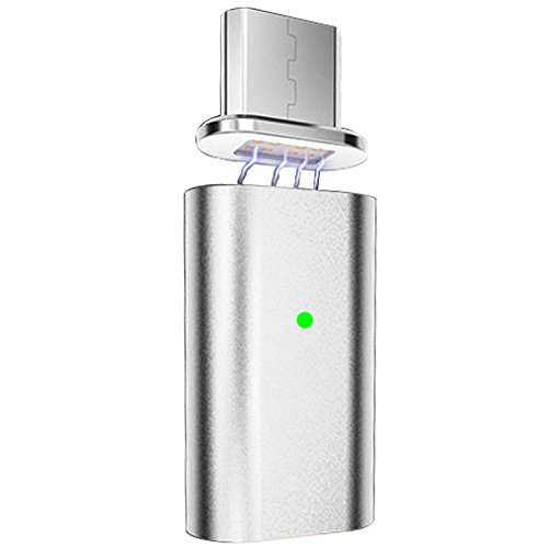 FIRST2SAVVV シルバー プレミアムマグネット式Micro USB 急速充電アダプター＋変換器　全てのMicro USB データ同期充電ケーブルに対応、シルバー (ケーブルは含まれません) - CTX-S-ZZ-16